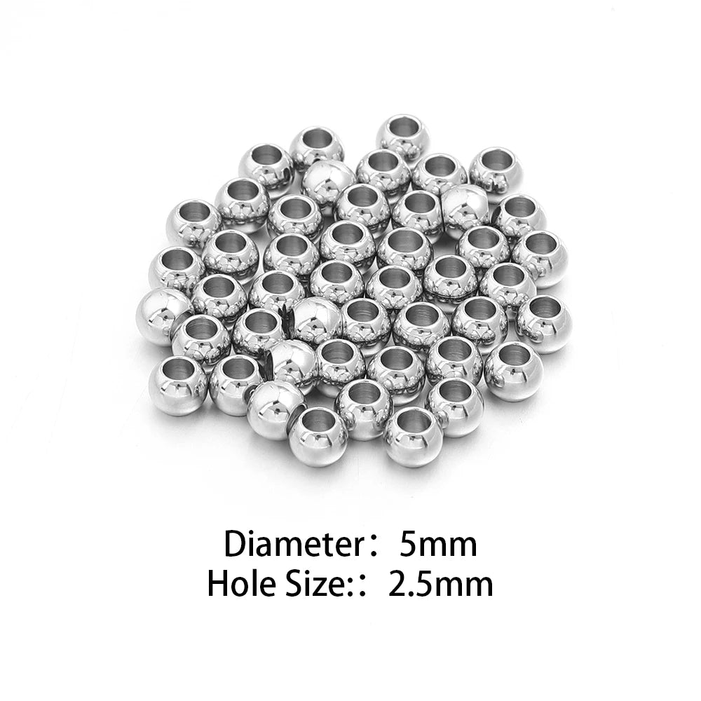 Silver Stainless Steel Big Hole Spacer Beads | DIY Jewelry Jewelry Spacer Beads PLUSH 5mm hole2.5mm 50pcs