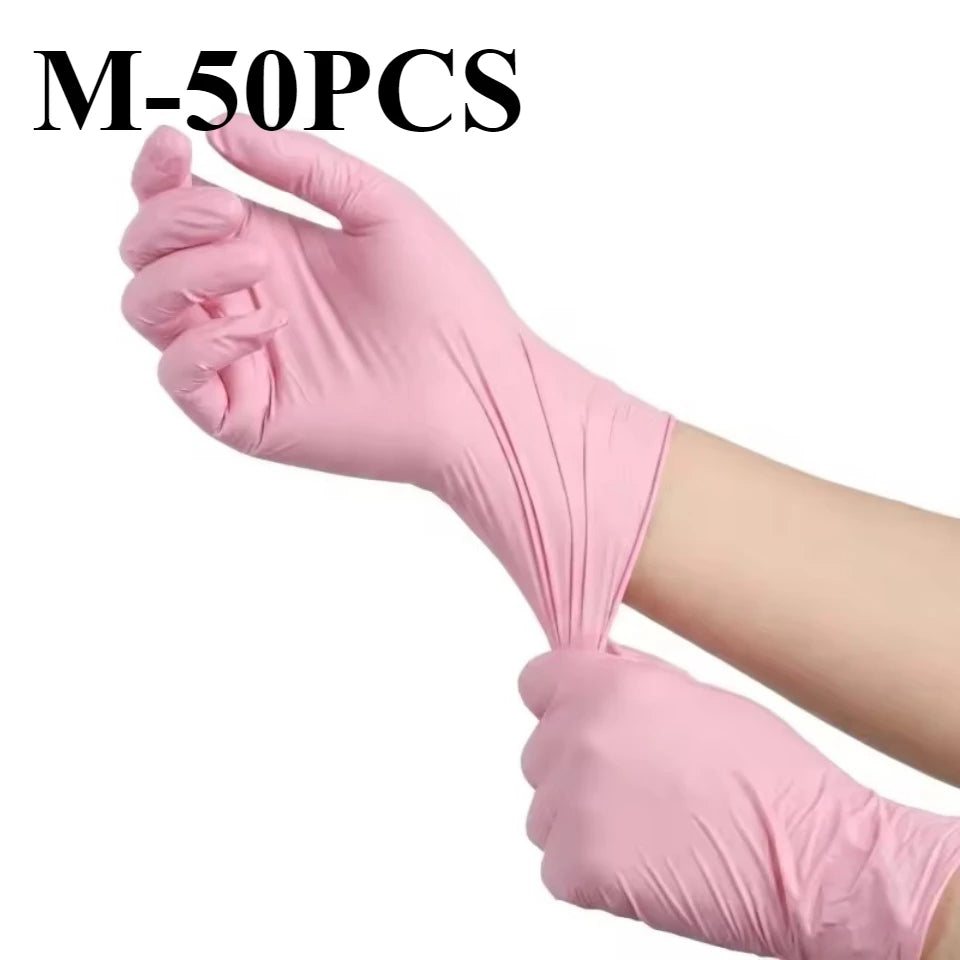 Light Pink Nitrile Gloves 50/100pcs – Powder Free Disposable Disposable Nitrile Gloves PLUSH M-50PCS