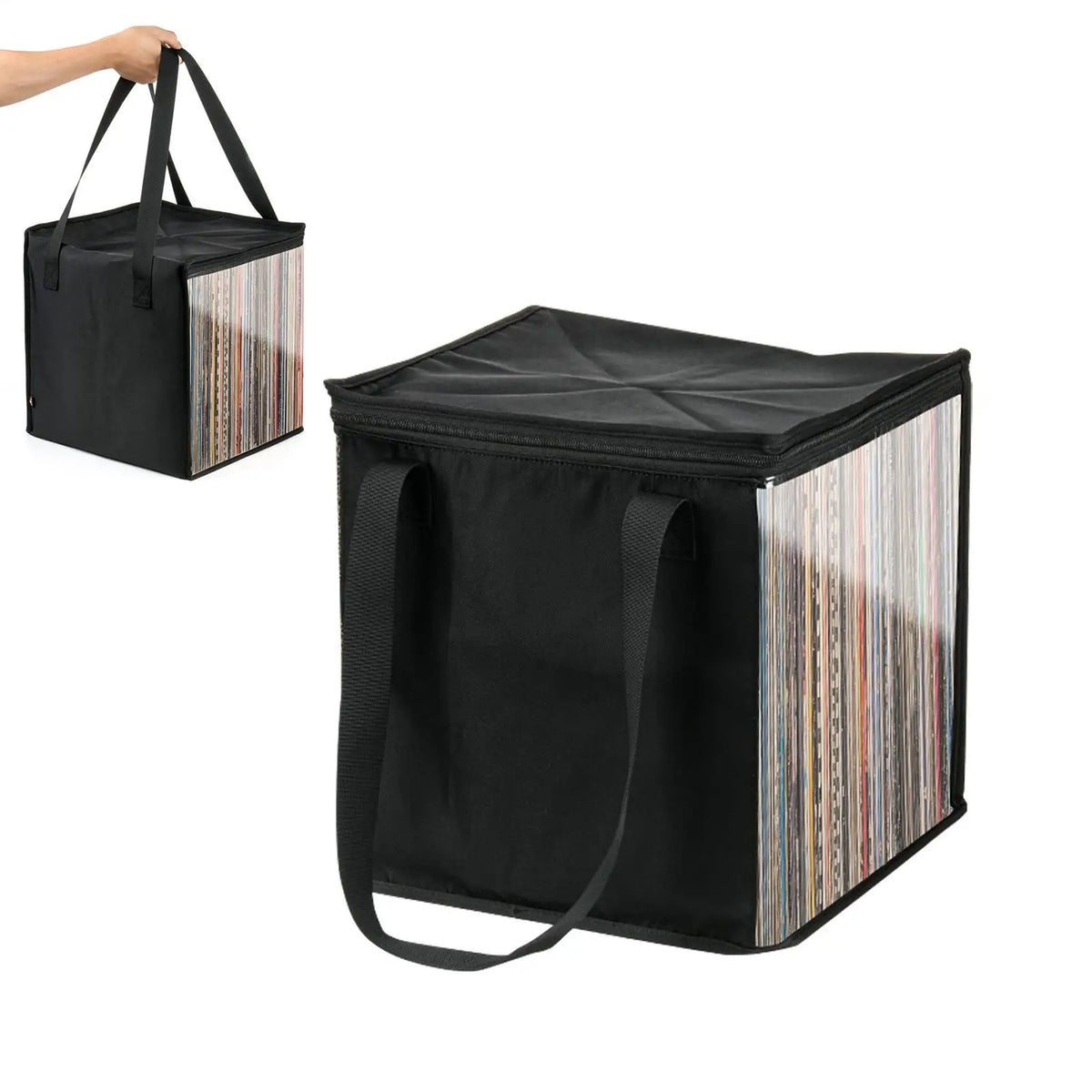 Clear Vinyl Record Carrying Bag – Holds 50 Albums with Lid Vinyl Record Storage Bag PLUSH