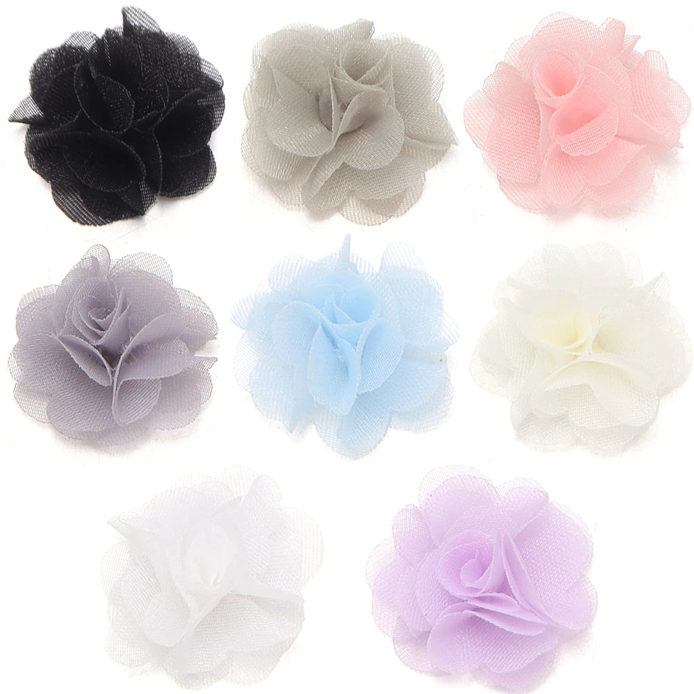 10pcs 2cm Chiffon Organza Flower Appliques – DIY Hair & Decor Fabric Flower Appliques PLUSH