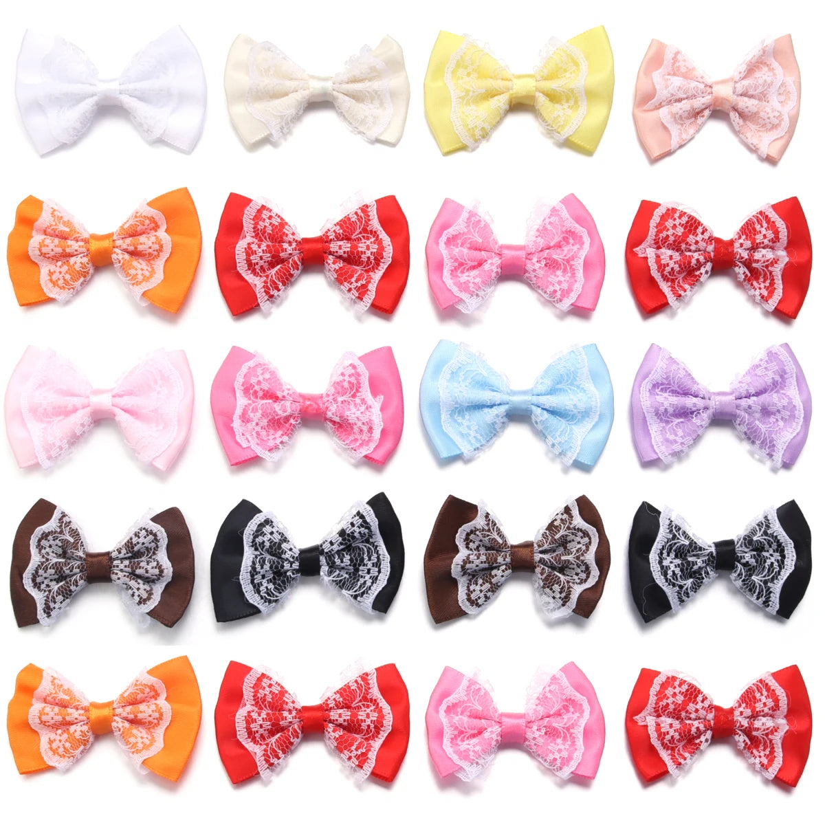 20pcs Double Layer Satin Ribbon Bows – Colourful DIY Craft Ribbon Craft Bows PLUSH