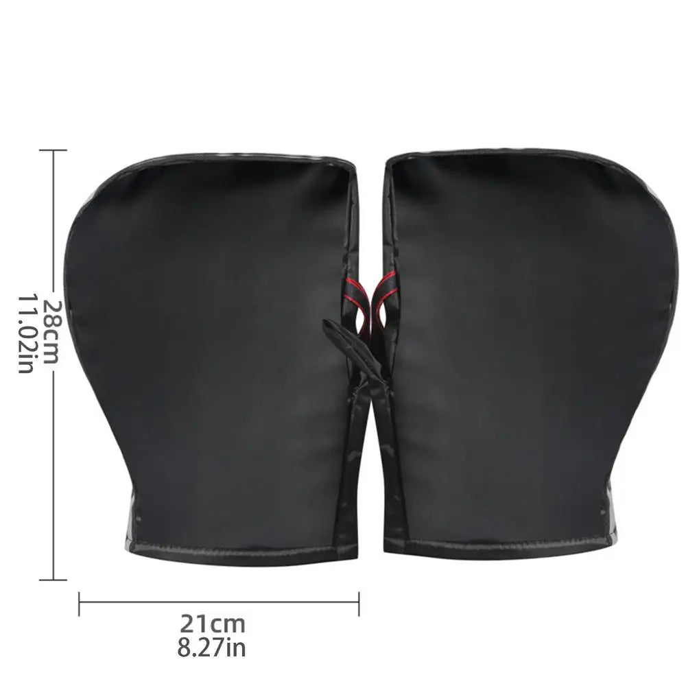 Winter Motorcycle Handlebar Muffs – Waterproof Scooter Gloves Handlebar Muffs PLUSH Black 1Pair