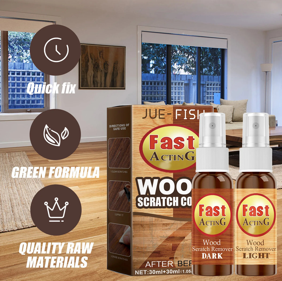 Wood Floor Restore & Scratch Repair Spray | Fast-Acting Liquid Floor Repair Spray PLUSH