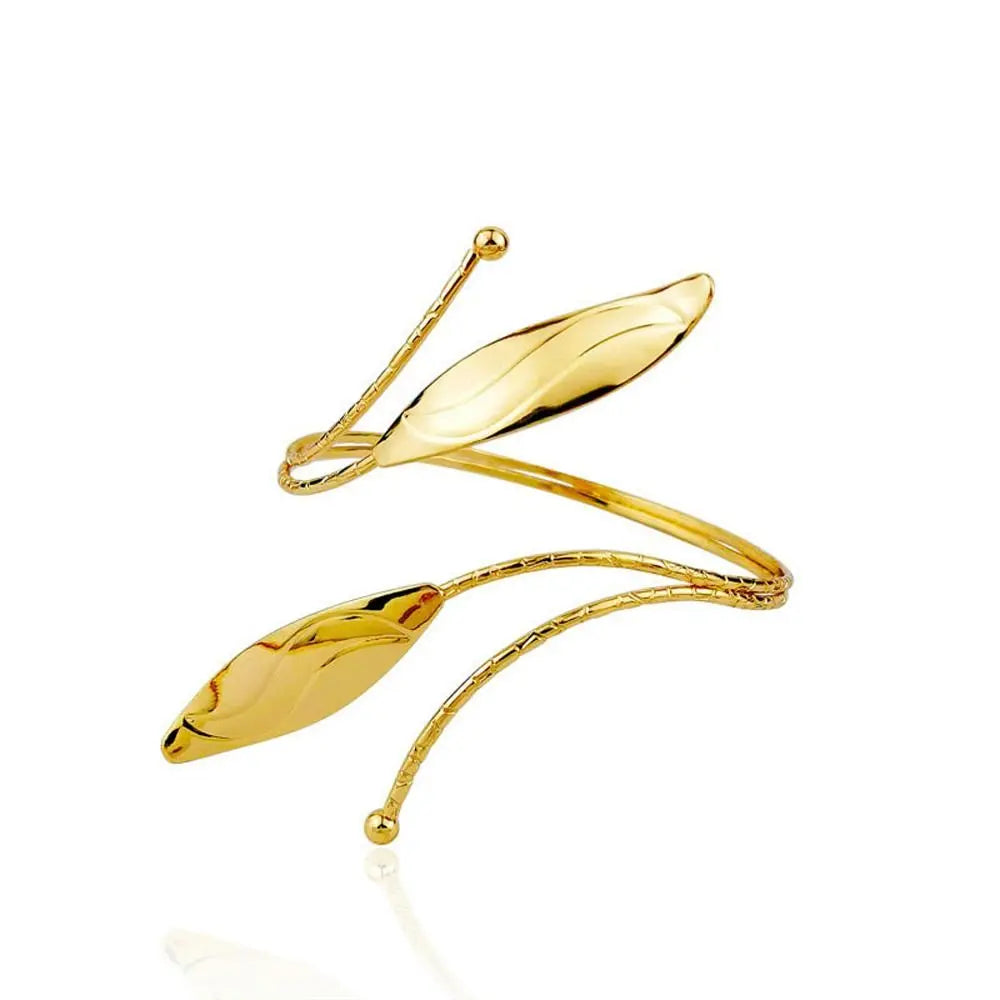 Bohemian Alloy Cuff Bangle – Hollow Leaves & Musical Note Cuff Bangle Bracelet PLUSH gold-E