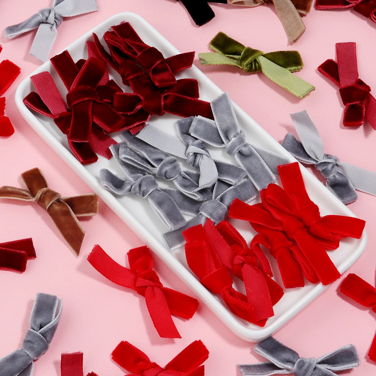 10pcs Velvet Ribbon Bows – Colourful DIY Craft Bowknots Craft Bow Embellishments PLUSH