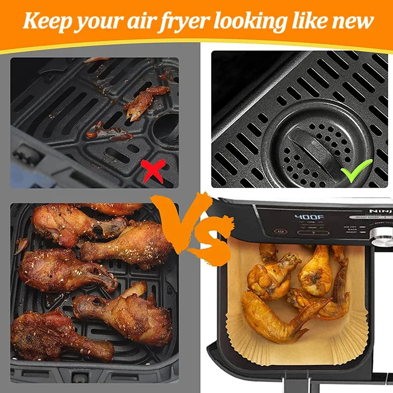 50–200pcs Disposable Rectangle Air Fryer Liner Baking Paper Mats Air Fryer Liner Paper PLUSH