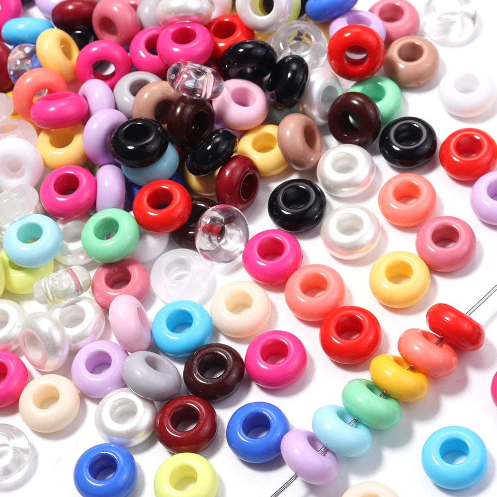50pcs 11mm Multicolor Acrylic Donut Spacer Beads | DIY Jewelry Acrylic Spacer Beads PLUSH