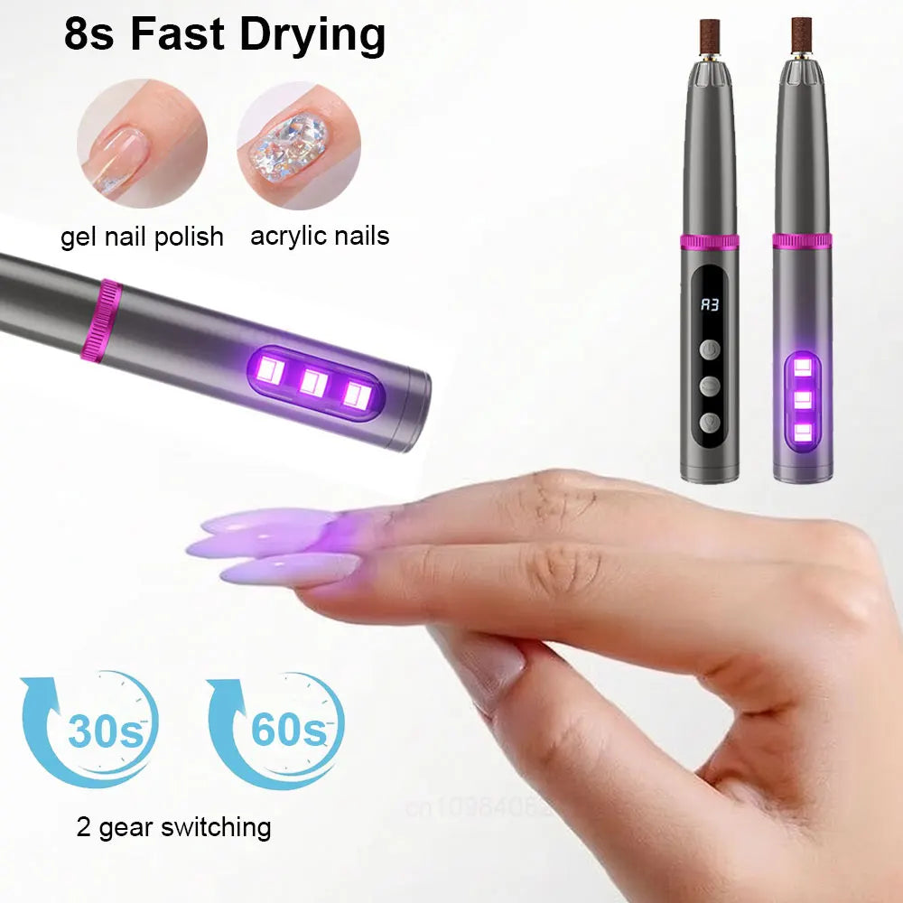 PEICON 2-in-1 Electric Nail Drill & UV LED Lamp | 6 Bits Electric Nail Drill PLUSH