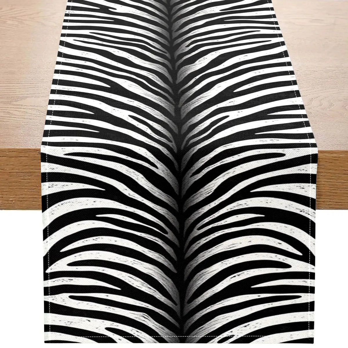 Zebra Print Table Runner – Black & White Animal Theme Décor Table Runner PLUSH A 33X275Cm