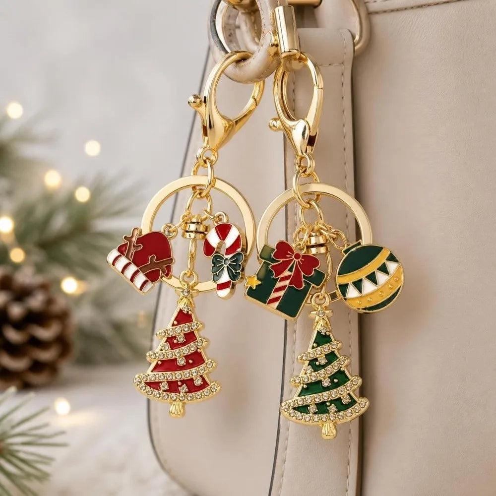 Christmas Metal Keychain – Snowman, Santa, Elk & Tree Designs Christmas Keychain PLUSH