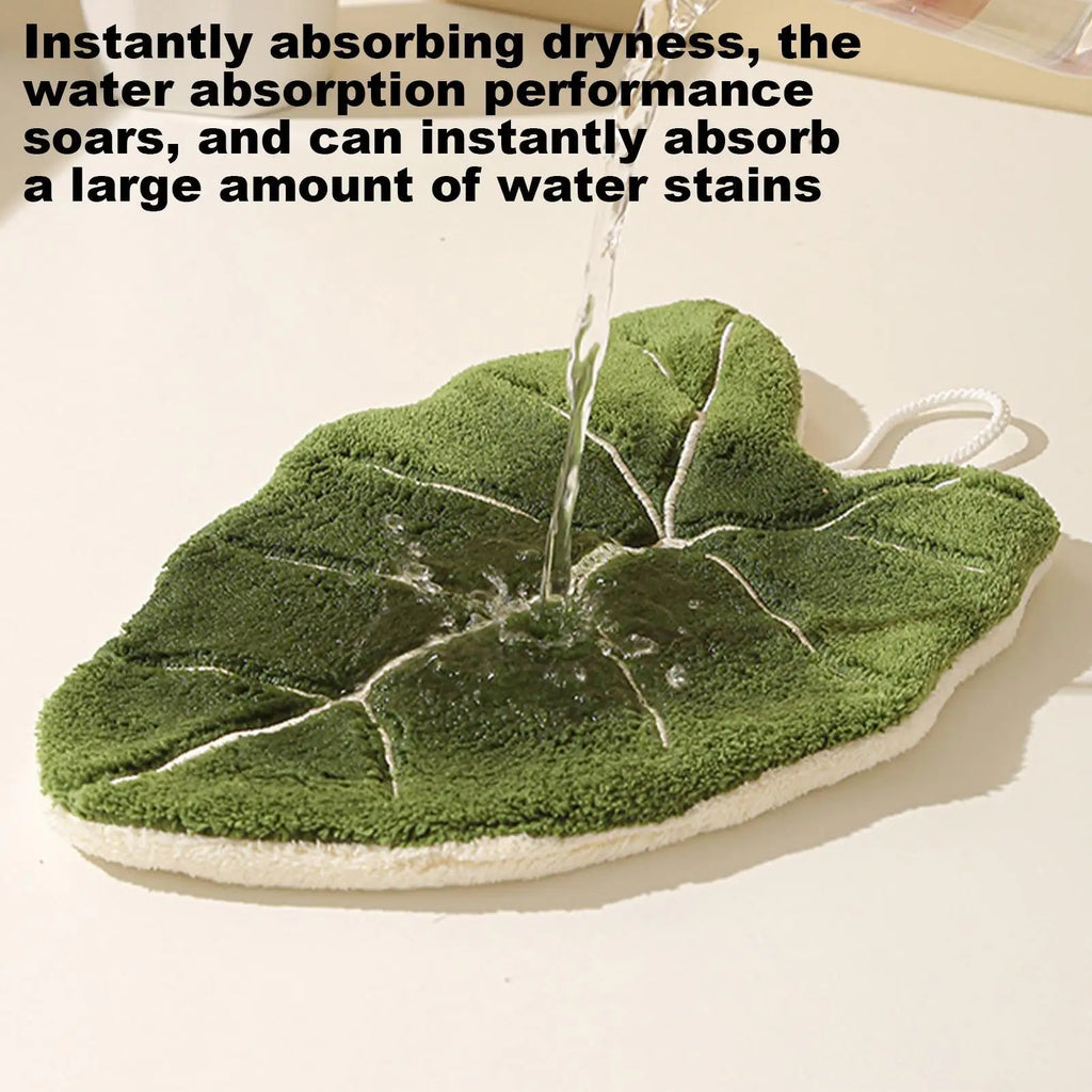 Leaf Shaped Hanging Hand Towel – Soft Absorbent Kitchen Décor Decorative Hand Towel PLUSH