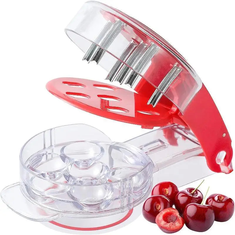 6-Slot Cherry Pitter Tool – Food-Grade Stainless Steel Corer Cherry Pitter Tool PLUSH 1Pc