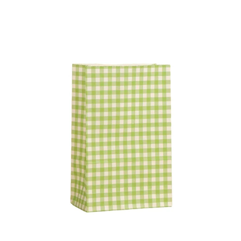 Colorful Checkered Kraft Paper Gift Bags 10/20pcs | Party Favors Party Gift Bags PLUSH Green 20PCS