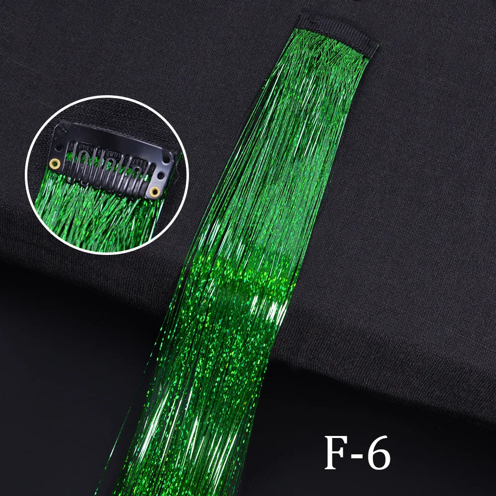 Rainbow Hair Tinsel Glitter Strands – 120pcs, 93cm