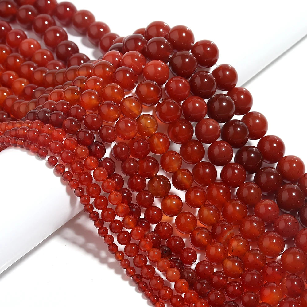 Red Agate Stone Round Spacer Beads 2–14mm | DIY Jewelry Stone Spacer Beads PLUSH