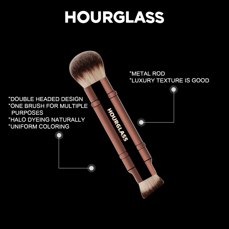 Hourglass Double-Ended Makeup Brush – Foundation & Powder Makeup Brush PLUSH