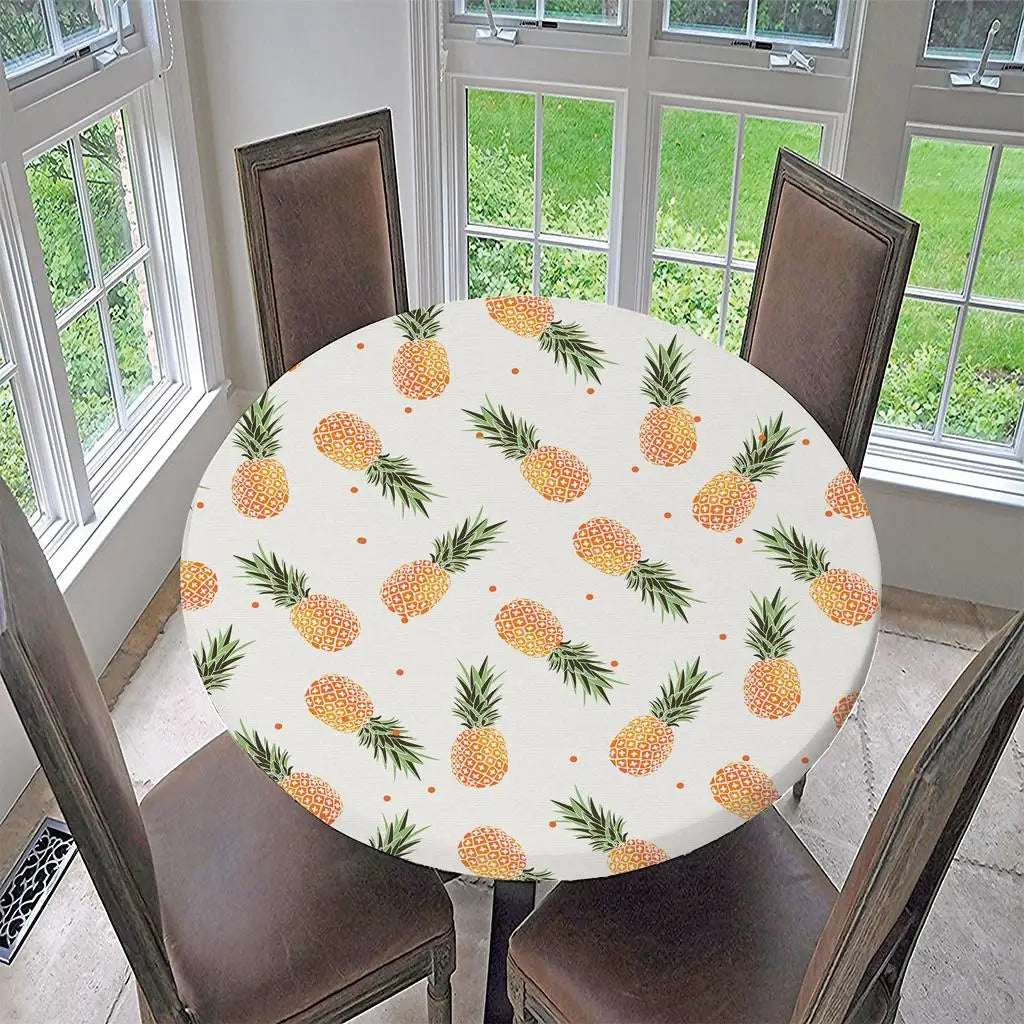 Waterproof Round Elastic Tablecloth – Non-Slip Classic Pattern Round Elastic Tablecloth PLUSH C150cm60Inch