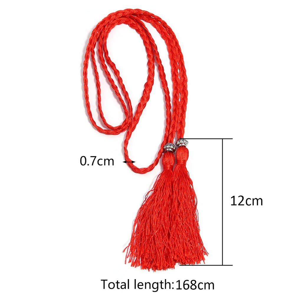 168cm Colorful Braided Tassel Belt – DIY Woven Rope Waist Belt Braided Tassel Belt PLUSH