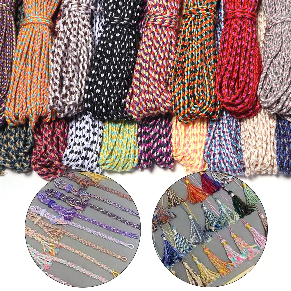 10 Yards Bohemian Multicolor Braided Cotton Cord – DIY Jewelry Braided Craft Cord PLUSH