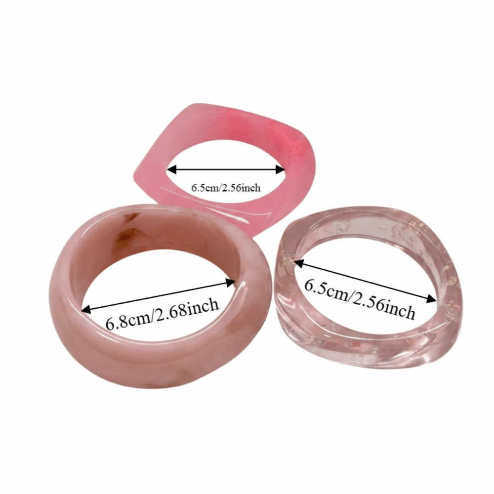 Translucent Resin Bangles – Gradient Marbled Chunky Cuffs Resin Bangle Bracelet PLUSH
