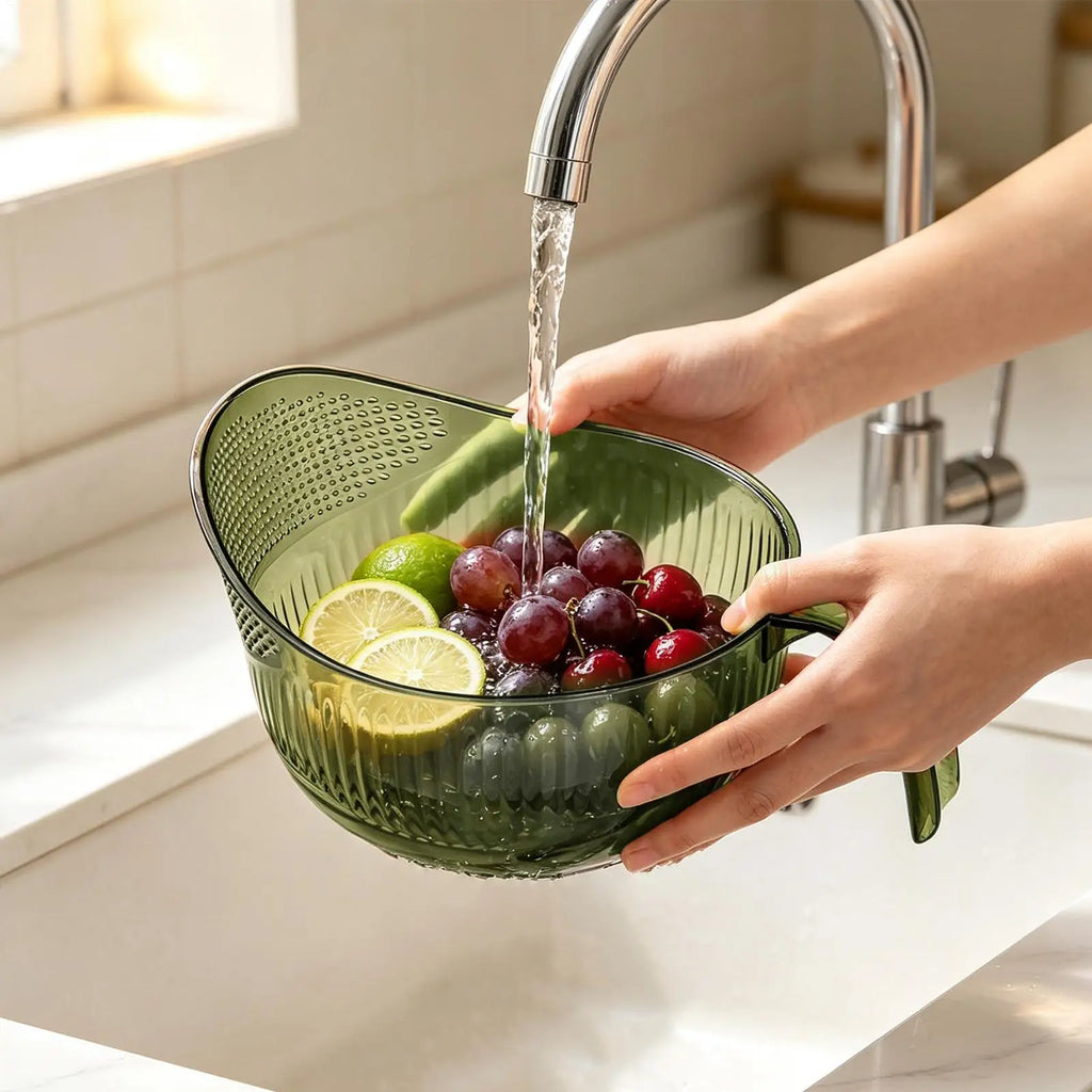 Rice Washing Bowl Colander Strainer Basket – Kitchen Drainer Kitchen Colander Strainer PLUSH