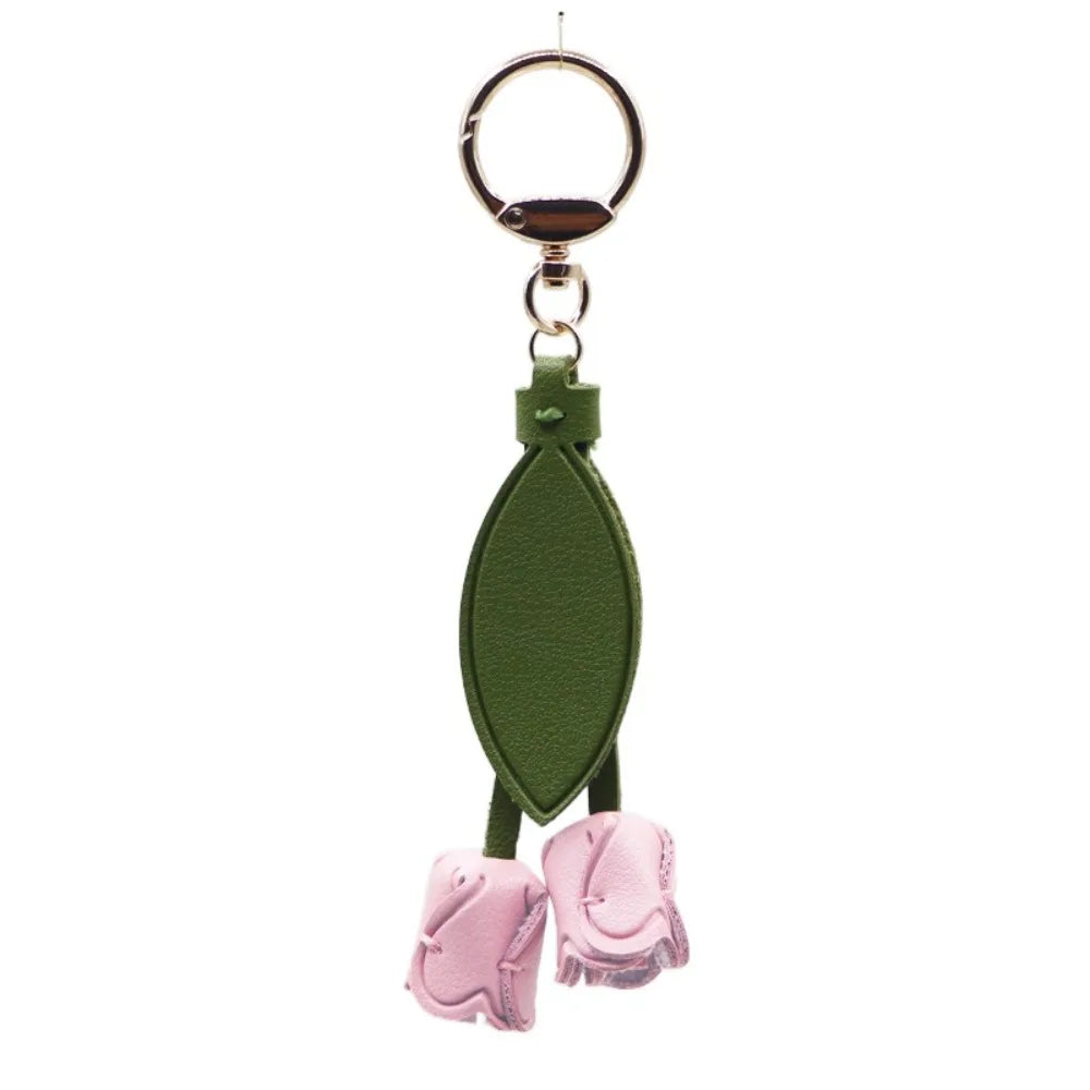 Tulip Bag Pendant PU Leather Floral Charm – Korean Style Bag Charm Pendant PLUSH Pink Style 2
