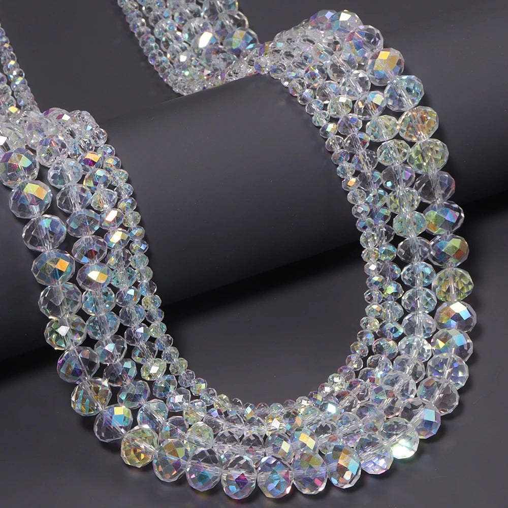 AB Faceted Rondelle Crystal Spacer Beads – DIY Jewelry Making Crystal Spacer Beads PLUSH