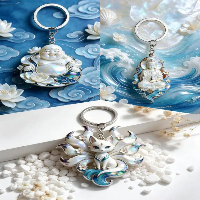 Nine-Tailed Fox Enamel Pendant Necklace & Charm | 1/3 Pcs Enamel Pendant Necklace PLUSH 3pcs A9