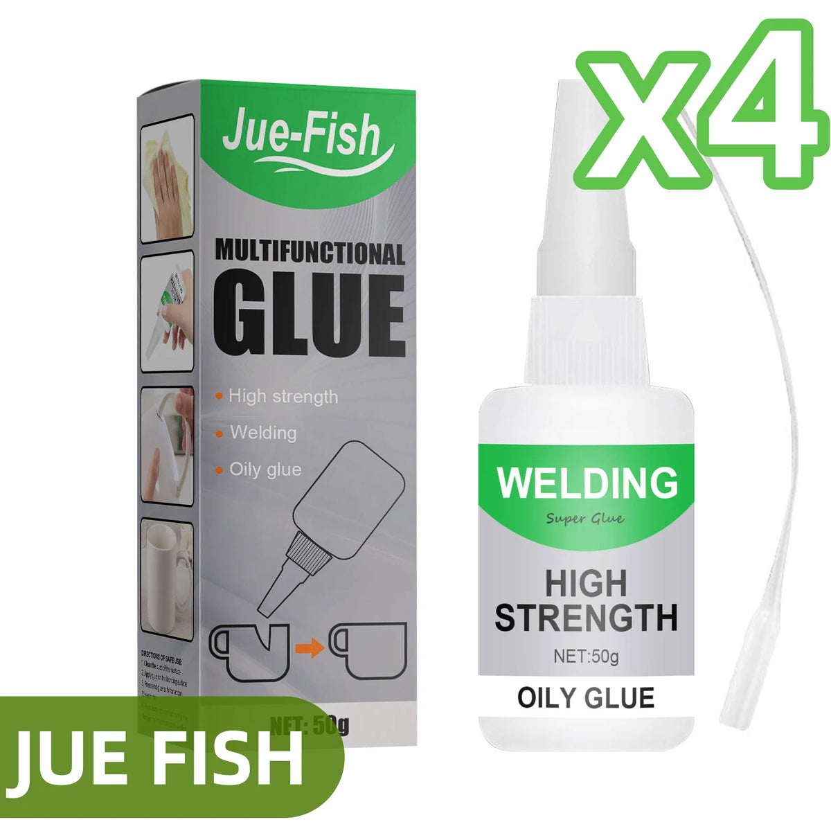 Jue-Fish Super Strong Universal Waterproof Adhesive Glue 50g Multipurpose Adhesive PLUSH 50g boxed x4pcs