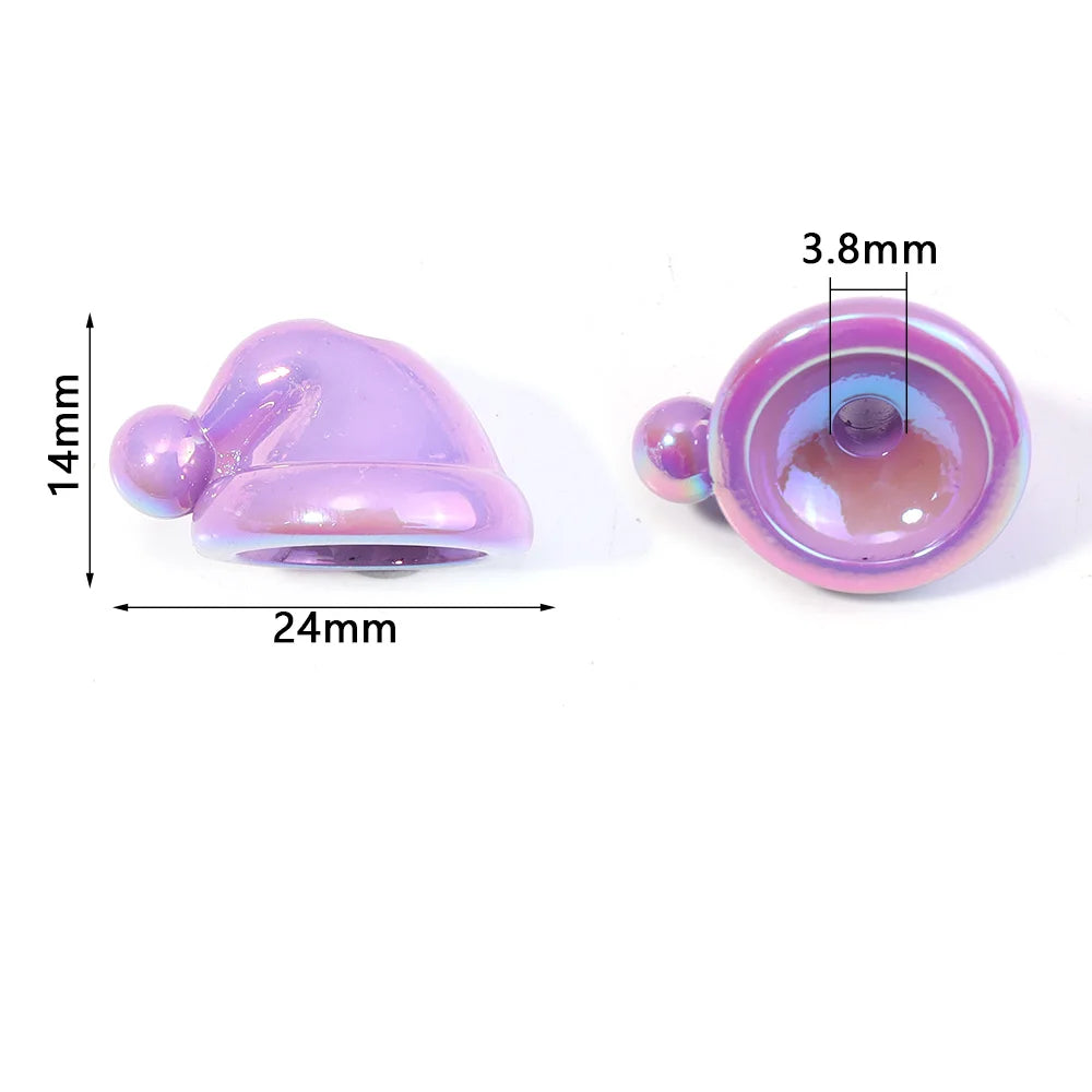 10pcs Christmas Hat Acrylic Beads for DIY Jewelry & Crafts Acrylic Craft Beads PLUSH