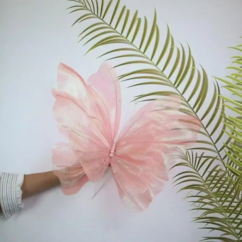 3D Artificial Butterfly Decor 45–50cm | Wedding Photo Prop Artificial Butterfly Decor PLUSH Pink