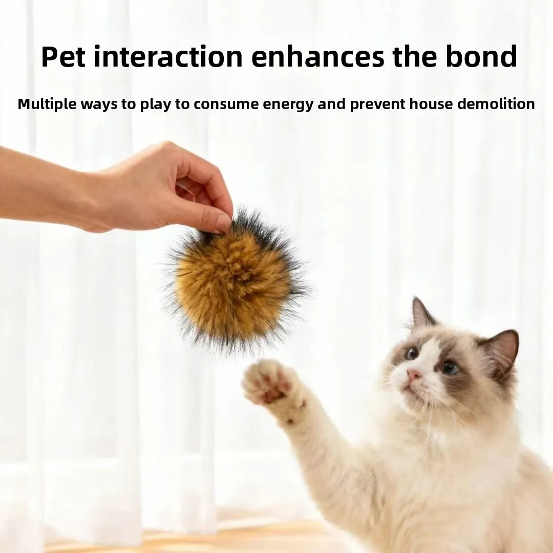 Rabbit Fur Cat Toy Ball – Silent Interactive Indoor Cat Toy Cat Toy Ball PLUSH