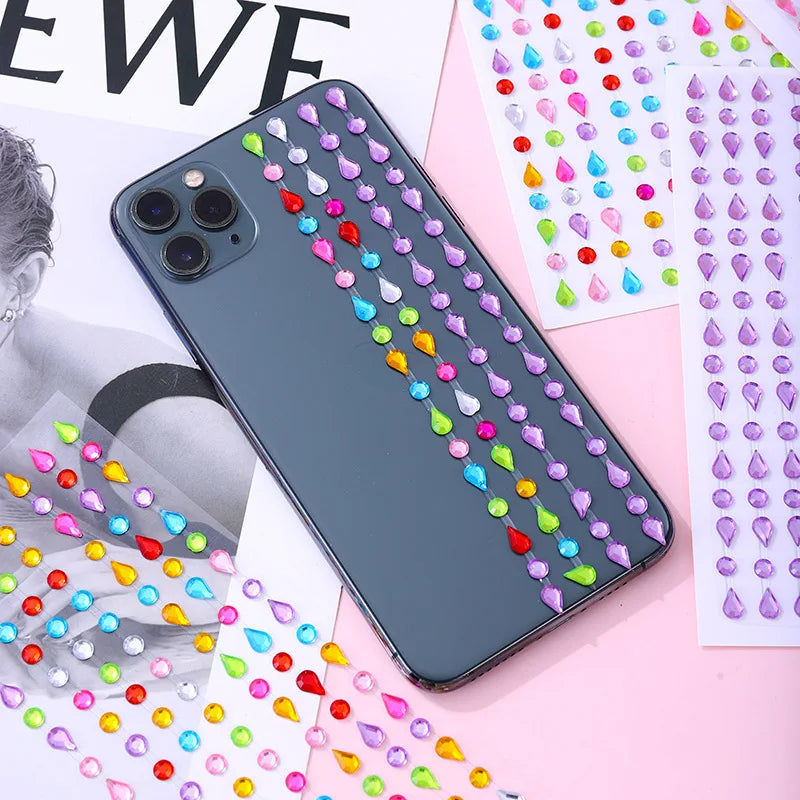 Self-Adhesive Rhinestone Gem Nail Stickers – Multicolor Sheet Nail Art Stickers PLUSH