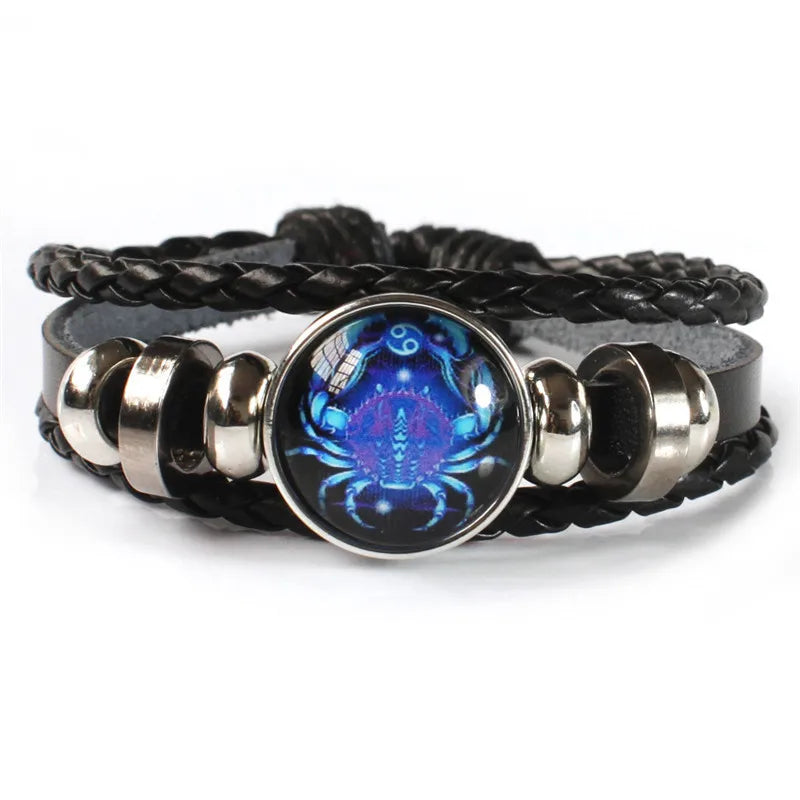 Zodiac Constellation Beaded Leather Bracelet | Multilayer Handwoven Charm Bracelet PLUSH