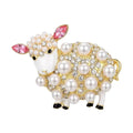Sheep Brooch Pin – Imitation Pearl & Rhinestone Animal Pin Animal Brooch Pin PLUSH Gold