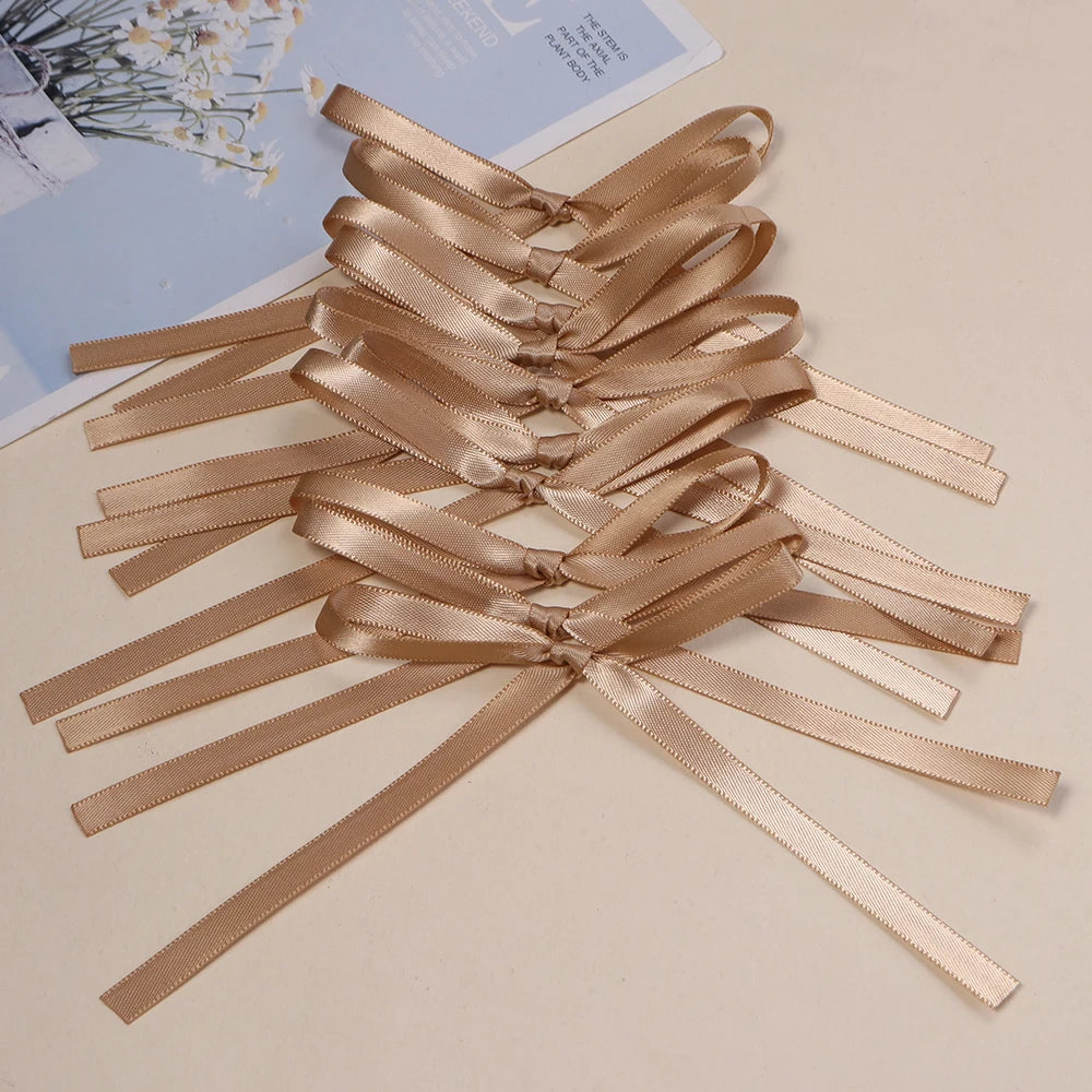 10pcs Ballet Ribbon Bows Handmade Colorful DIY Craft Bows Ribbon Bow Embellishments PLUSH brown