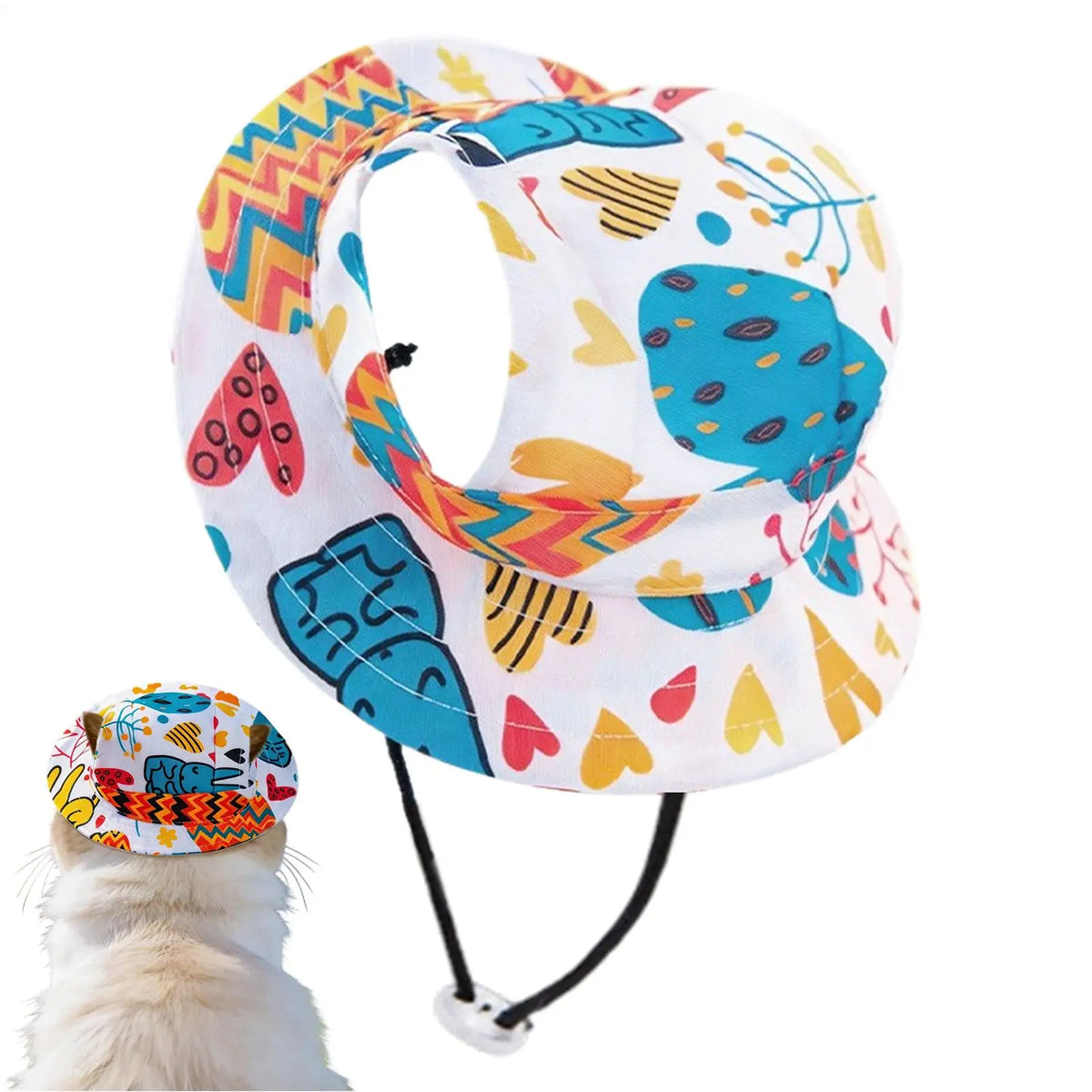 Adjustable Pet Sun Hat for Cats & Small Dogs – UV Brim Pet Sun Hat PLUSH