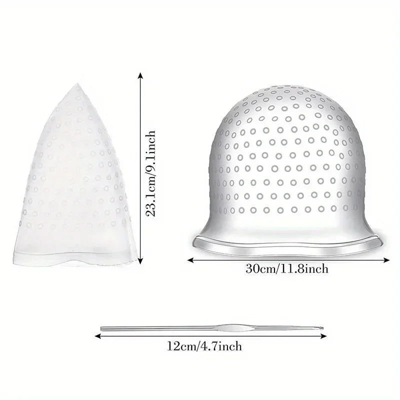 Silicone Hair Highlight Cap with Hook Needle – Frosting Hair Coloring Cap PLUSH