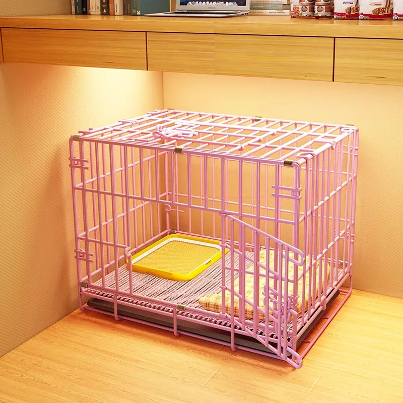 Indoor Dog Cage with Toilet | Iron Wire Kennel for Small Dogs Dog Cage Kennel PLUSH