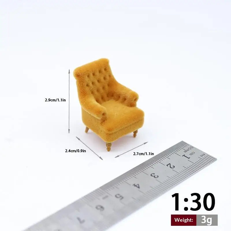 Mini Flocked Dollhouse Armchair 1:12–1:30 Scale Sofa Chair Dollhouse Furniture PLUSH A12