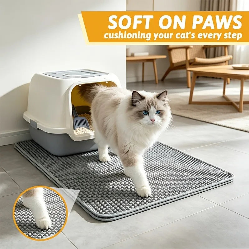 Extra Large Cat Litter Mat – 2-Layer Waterproof Non-Slip Cat Litter Mat PLUSH