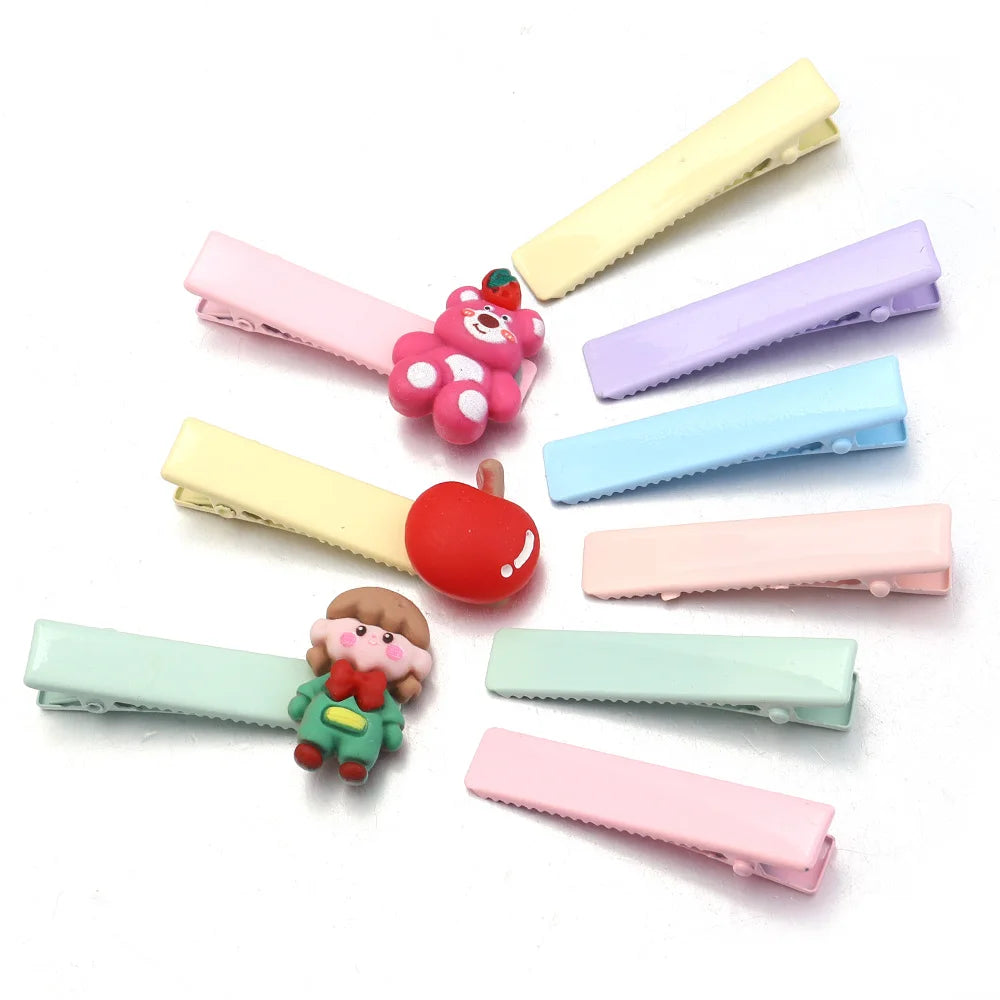10pcs Macaroon Metal Square Hair Clips 4.8cm DIY Barrette Base Hair Clip Barrettes PLUSH