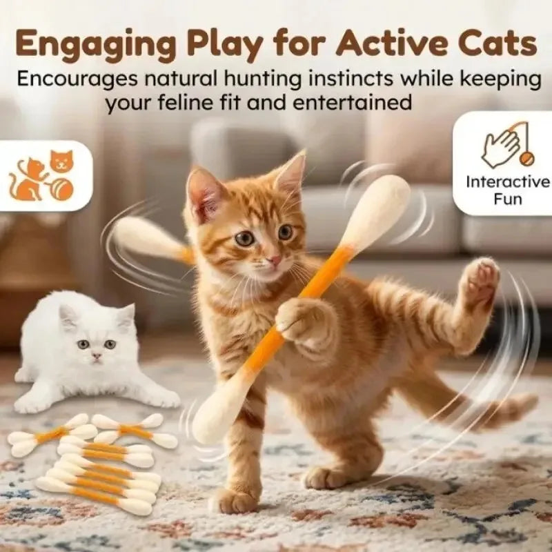 Giant Catnip Cotton Swab Cat Chew Toy – 1 to 8 Pack Cat Chew Toy PLUSH