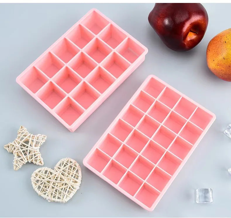 24-Grid Silicone Ice Cube Tray – Big Square Ice Mold Silicone Ice Tray PLUSH