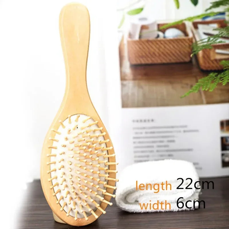 Bamboo Wood Hair Brush & Scalp Massage Comb | Natural Care Hair Brush Comb PLUSH