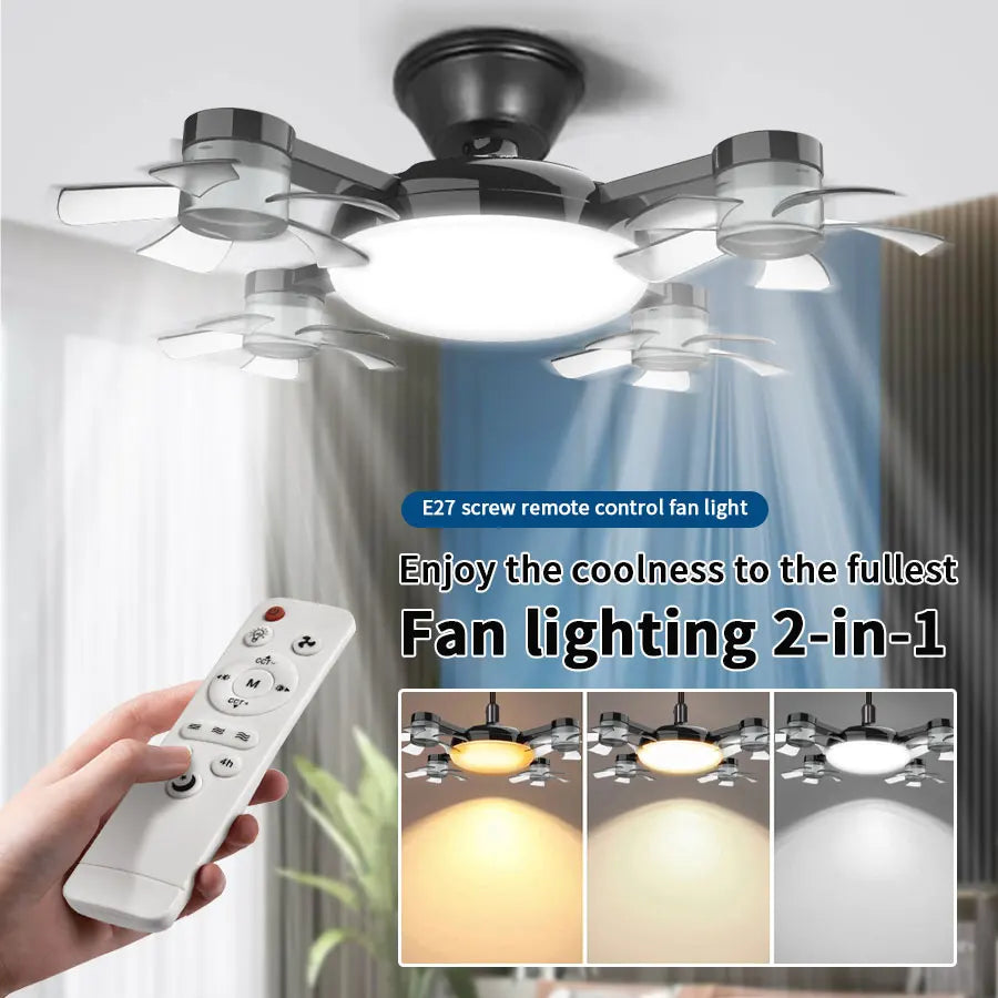 E27 LED Ceiling Fan Light 20W Dimmable 3-Color Remote Control LED Ceiling Fan Light PLUSH