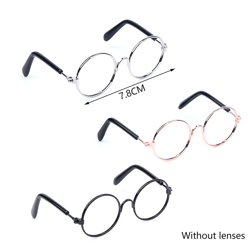 Miniature Doll Round Glasses – Lensless Eyewear 3 Colors | 20cm Doll Accessories PLUSH