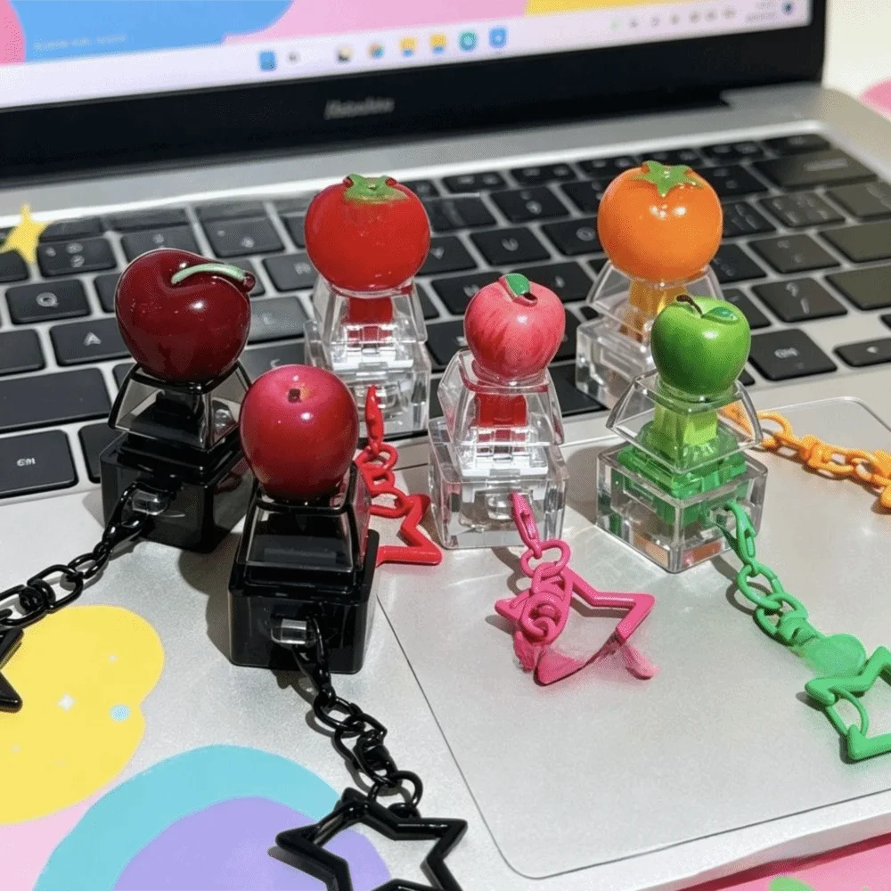 Fruit Fidget Keycap Keychain | Soft Glow Silent Press Fidget Keychain PLUSH