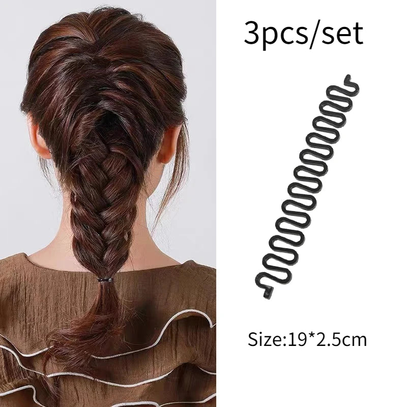 French Braid & Fishbone Braid Styling Tool – DIY Hair Braider Hair Braiding Tool PLUSH A 3pcs