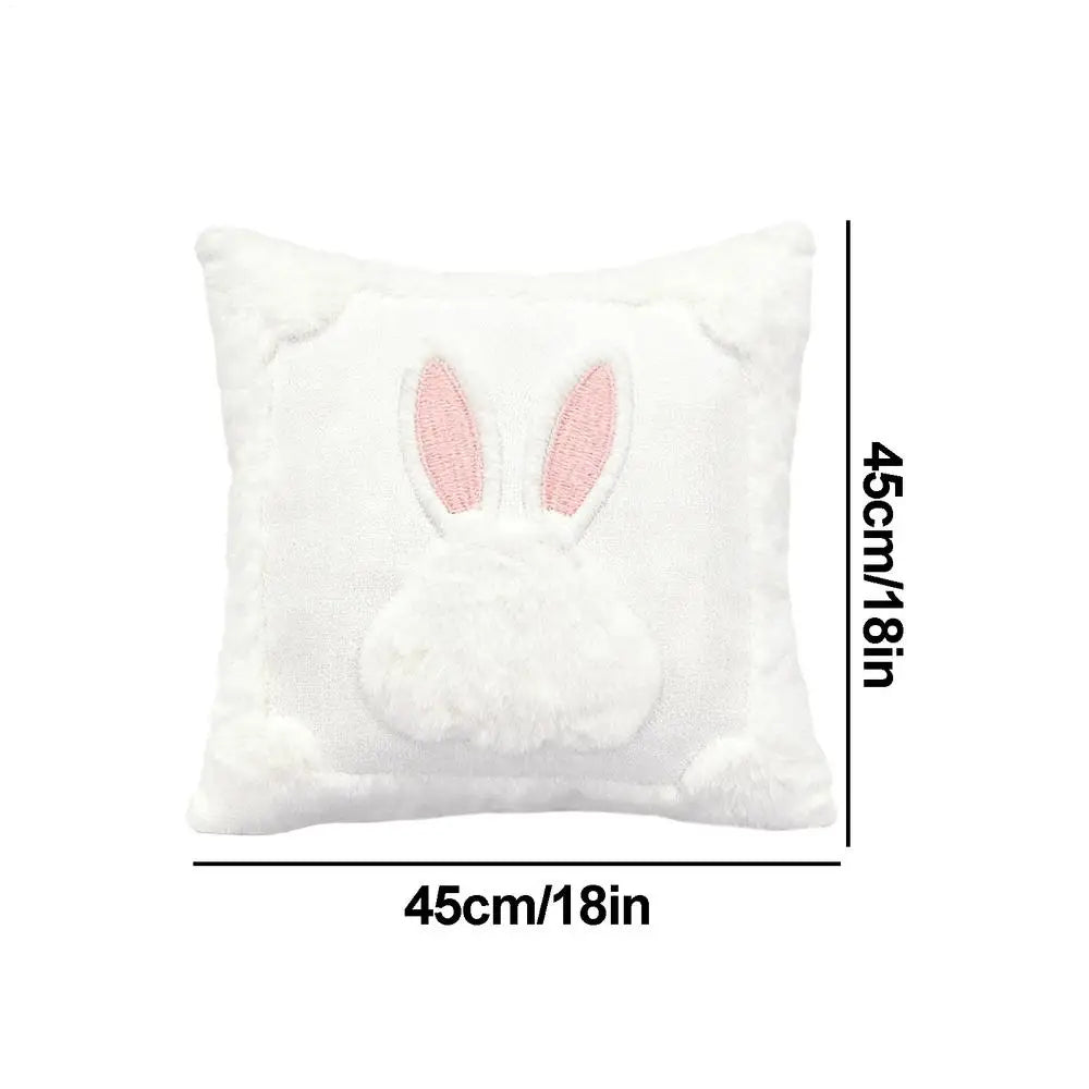 Easter Rabbit Plush Pillow Cover 45x45cm – Spring Bunny Cushion Decorative Pillow Cover PLUSH 1PC Pillow Cover